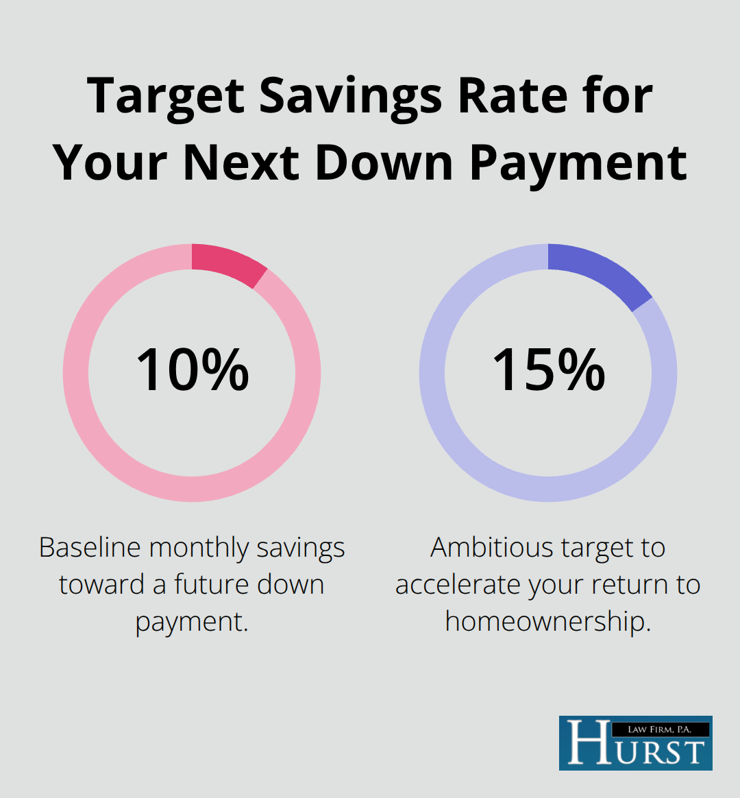 Percentage targets for post-foreclosure down payment savings