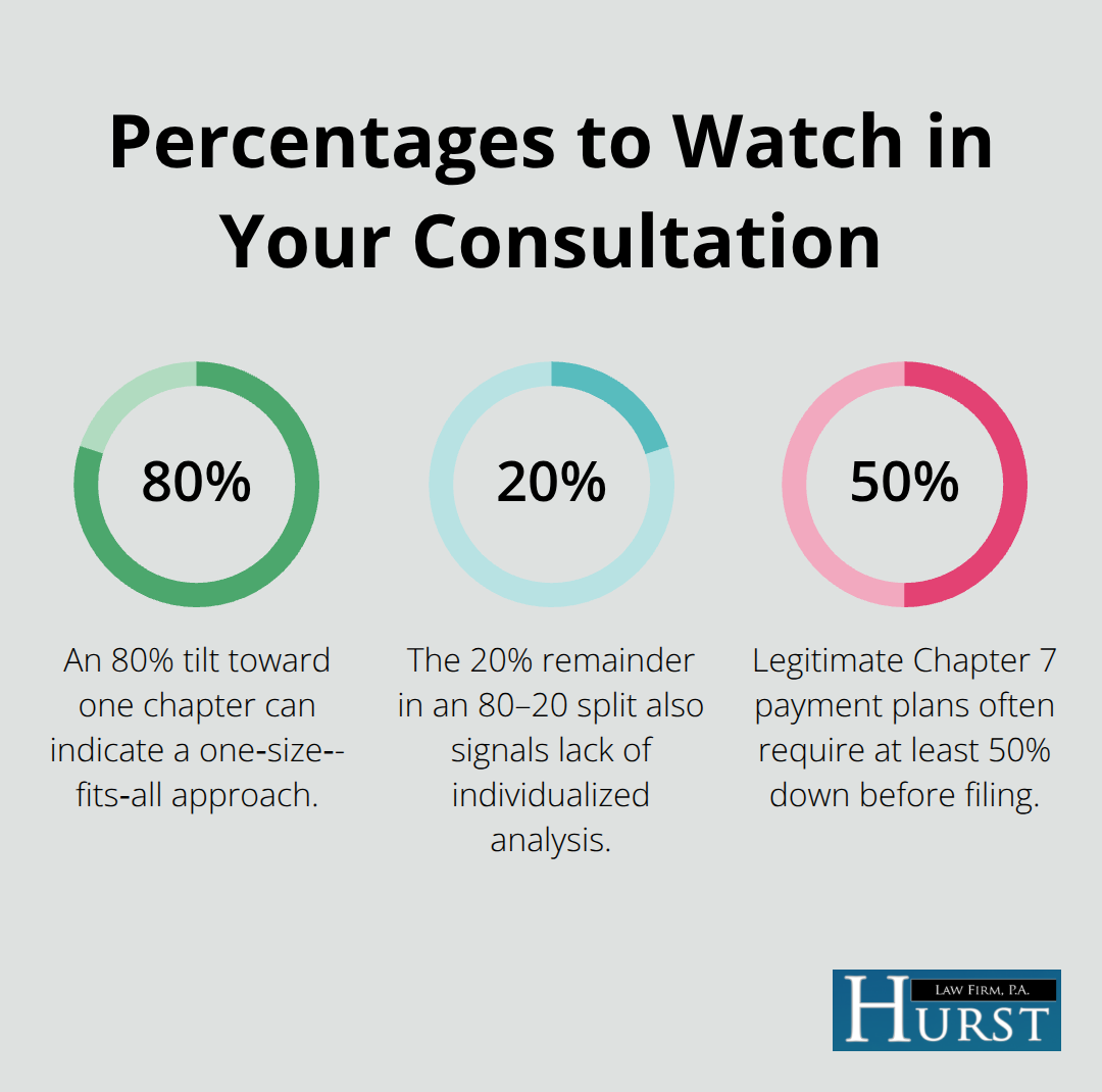 Key percentages that may indicate bias or payment expectations in a Memphis bankruptcy consultation. - Memphis bankruptcy attorney consultation