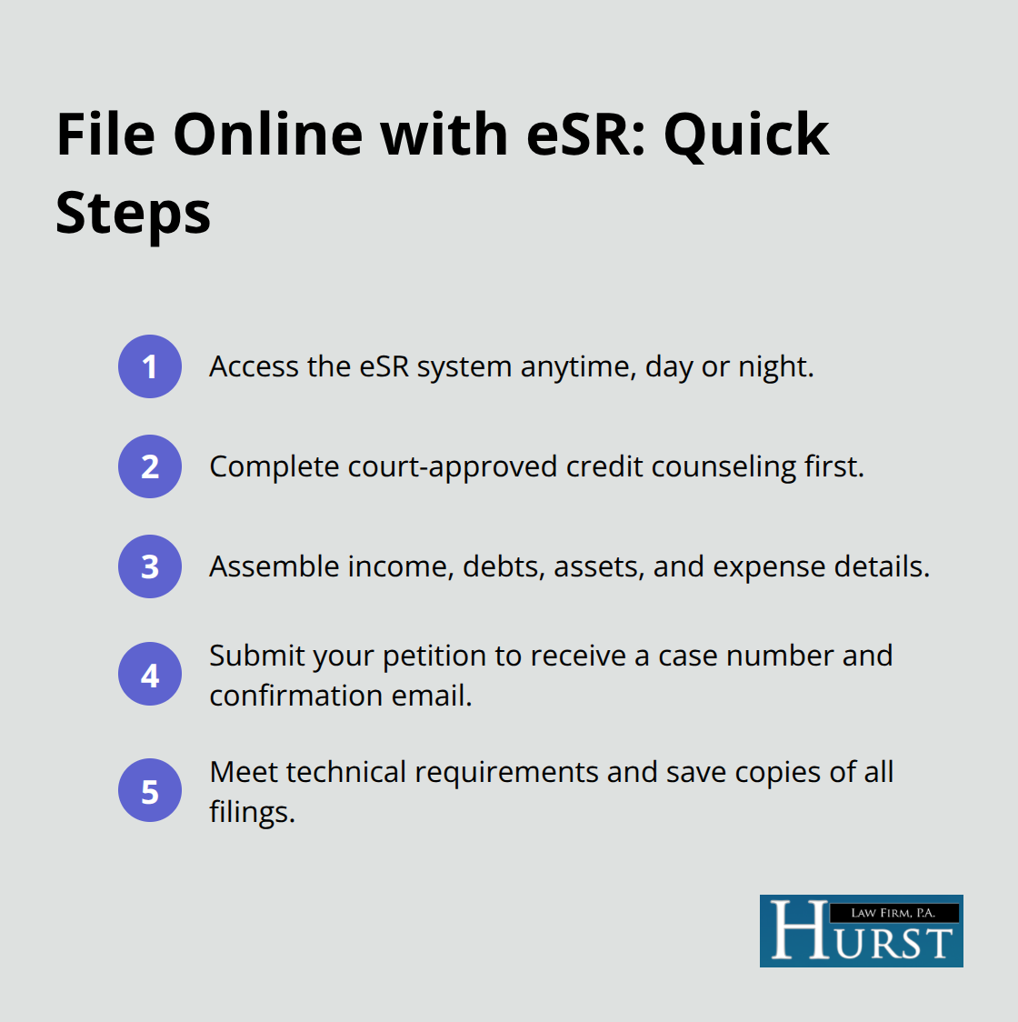 Key steps to file bankruptcy online with the Western District of Tennessee eSR system. - Stop wage garnishment online